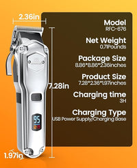oneisall Dog Clippers for Grooming for Thick Heavy Coats/Low Noise Rechargeable Cordless Pet Shaver with Stainless Steel Blade/Waterproof Dog Shaver for Dogs Pets and Animals (Sliver)