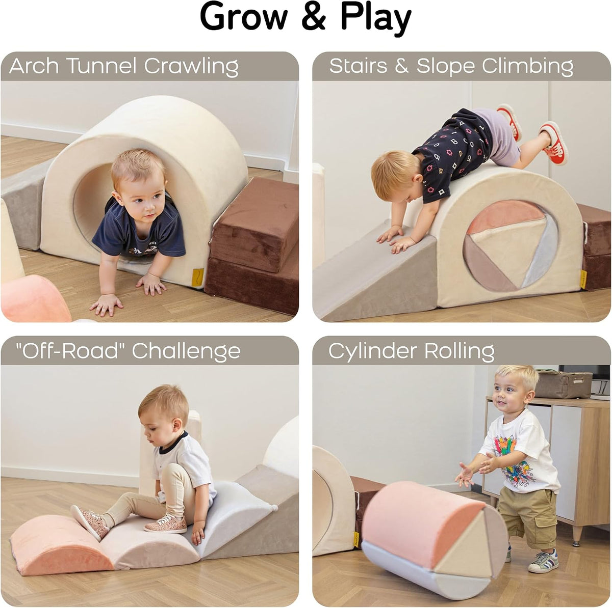 BanaSuper 7-piece gray kids foam climbing blocks playset for indoor play - view 14