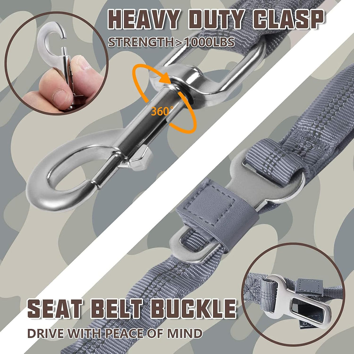AUROTH Bungee Dog Leash for Large Dogs - Grey / MAX: 4.5 FT - image 3