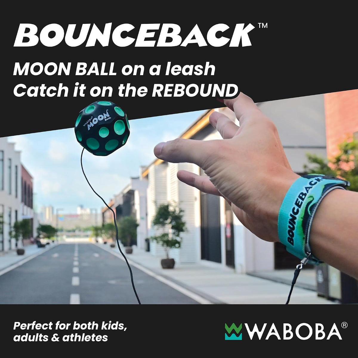 Waboba Bounceback Returning Black and Blue Moon Ball Hyper Bouncy - Blue - image 2