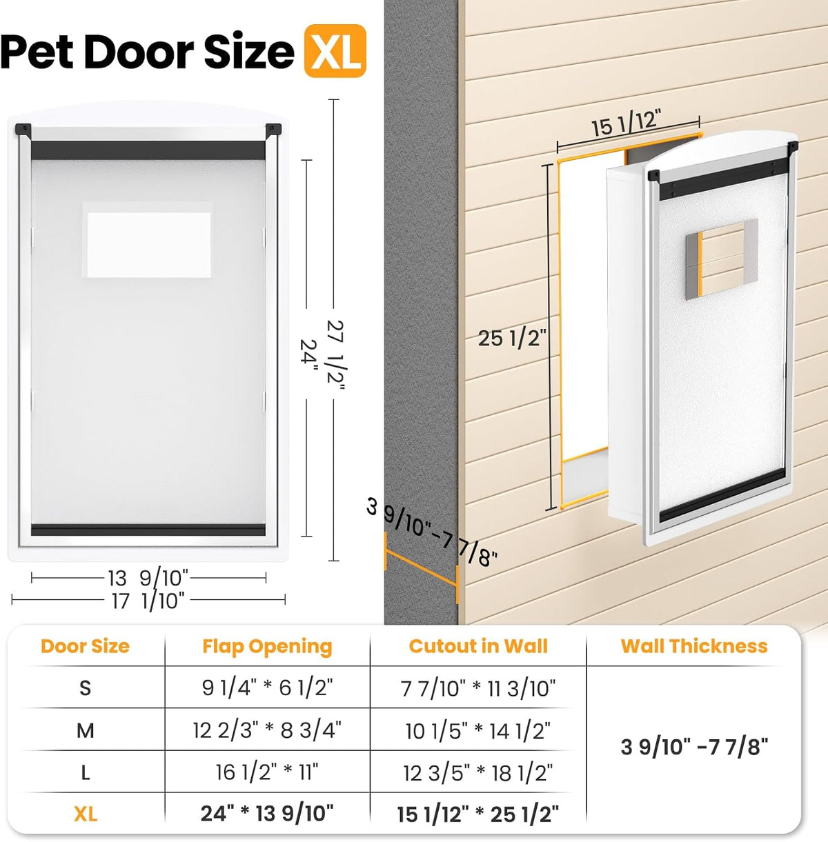 Cat Door for Wall, Energy Efficient Pet Entry Door – Essentials for Cats - Extra Large - image 3