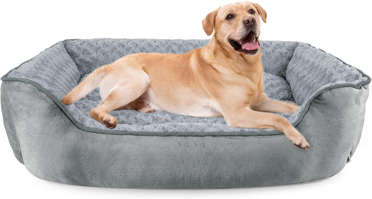 JOEJOY Rectangle Dog Bed for Large Medium Small Dogs - Grey / XXL(42"x 30"x 10")