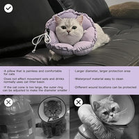 H HIDREAM Soft Cat Cone Collar， Cute Adjustable Cat Recovery Collar，Elizabethan e Collar That can Protect Head and Foot Wounds，Purple Flower All-Season Style
