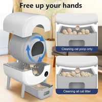 Cumrige Self Cleaning Litter Box, Large Capacity Automatic Cat Litter Box Self Cleaning for Cats, App Control,Safety Protection, 2 Roll Garbage Bags,White & Grey