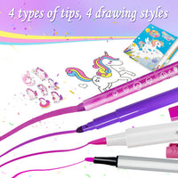 weirtoya 56 PCS Washable Scented Markers Set with Glitter Pencil Case - Purple Unicorn - image 4