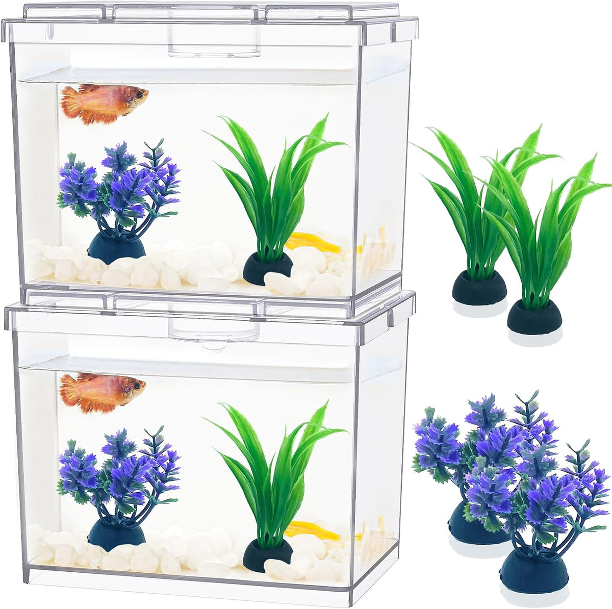 MoonOrange Mini Betta Fish Tank Kit with LED Light Base - Mini Tank 02 X2