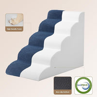 EHEYCIGA Curved Dog Stairs Ramp for High Beds 22.6" H, 5-Step Dog Steps for Small Dogs and Cats, Pet Stairs for High Bed Climbing, Non-Slip Balanced Pet Step Indoor, Navy