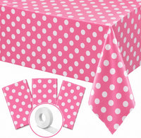 Stone Wall Table Covers, 54"x108" XL, Medieval Party Decorations - Pink Polka Dot (Pack of 3)