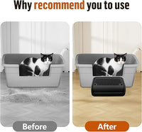 Cat Litter Box Step, Cat Litter Box Ramp Mat with Filter Function for Self-Cleaning Cat Litter Box, Easy to Clean, Cat Pedal Step Stool Ideal for Kitten & Elderly Cats (Black)