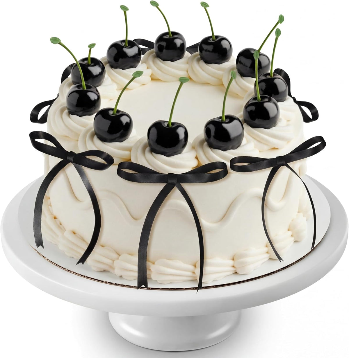 Chunful fake cherry cake toppers with red polyester bows - view 6