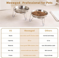 Elevated Cat Bowls,6.7" Extra Wide Raised Stainless Steel Cat Food Bowls with Anti-Slip Metal Stand - 2 bowls with stand - image 3