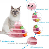 UPSKY Cat Toy Roller 3-Level Turntable Cat Toys with Six Colorful - A-Pink - image 4