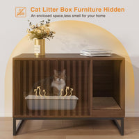 Litter Box Enclosure, Modern Cat Litter Box Enclosure Furniture Hidden Litter Box with Scratch Pad - Brown / 31.5"L x 20"W x 22"H - image 3