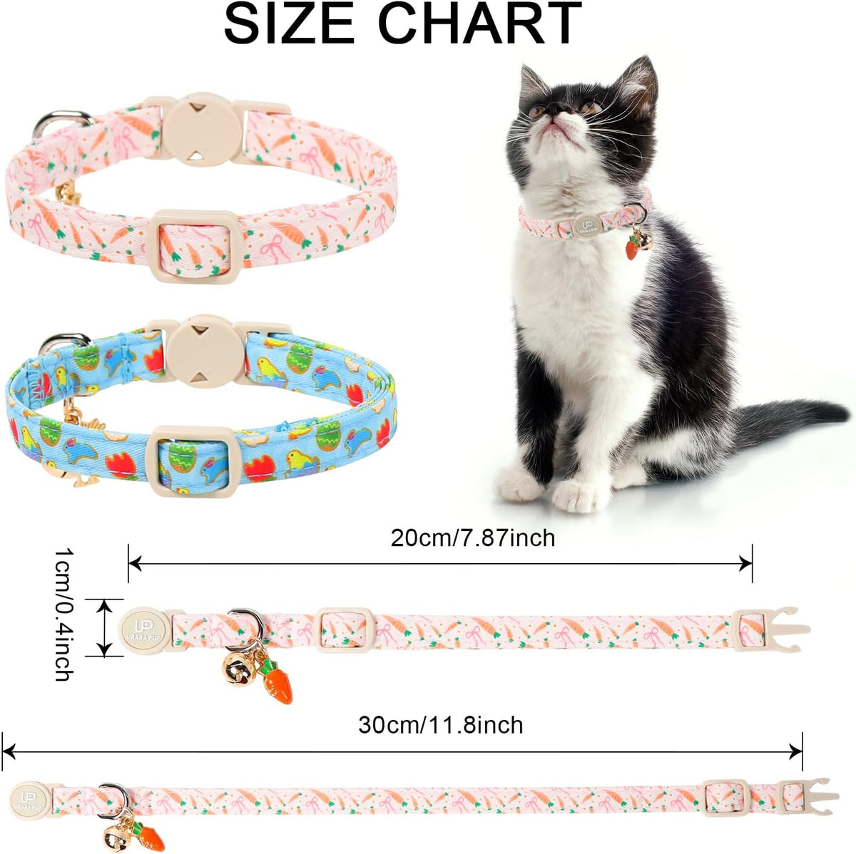 Halloween Cat Collar-2Pack Autumn Pumpkin Kitten Collars-Funny - EasterBunnyChicks&CarrotsBow - image 4