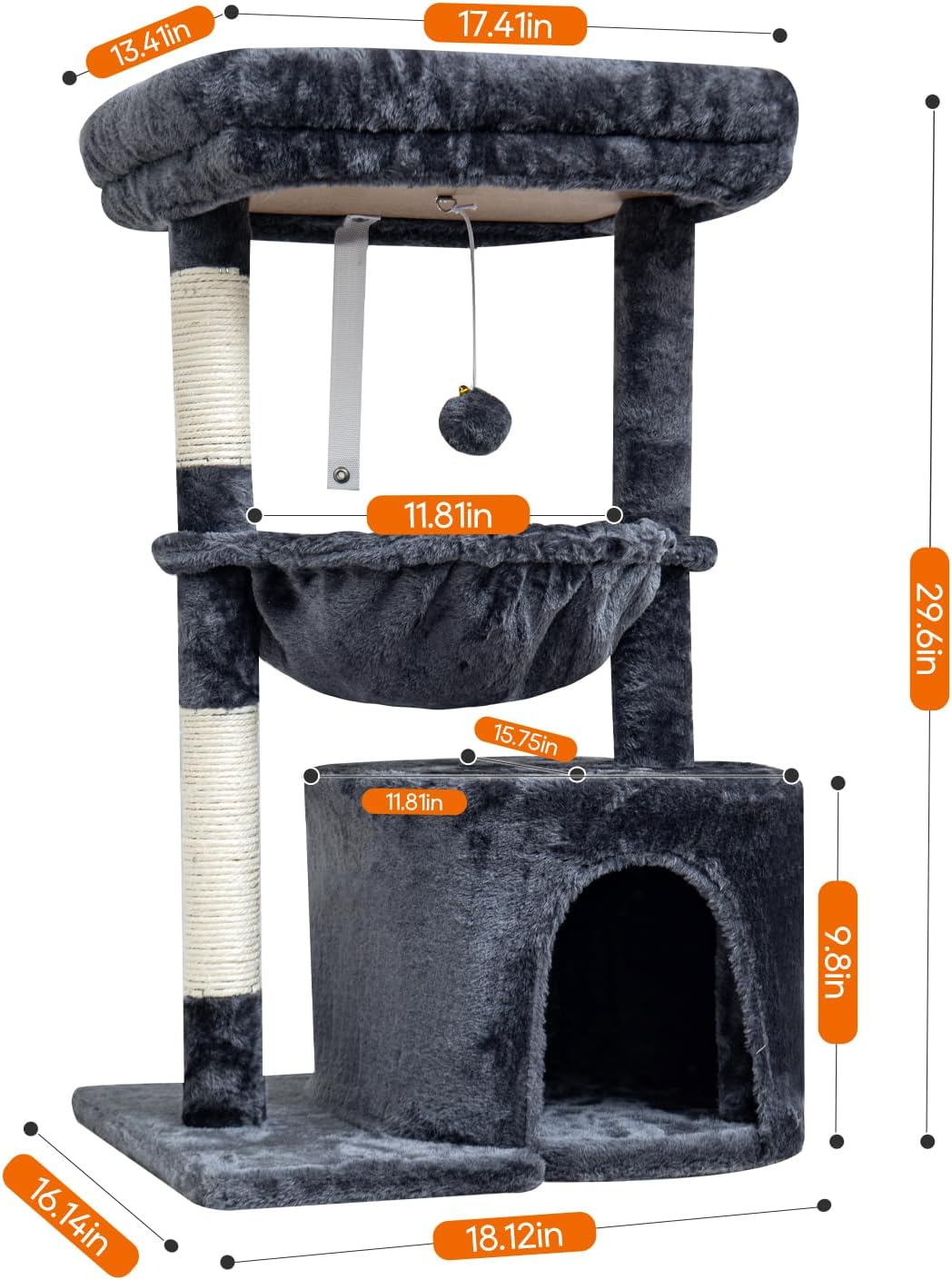 SYANDLVY Small Cat Tree for Indoor Cats - 29.6" / Smoky Grey - image 2