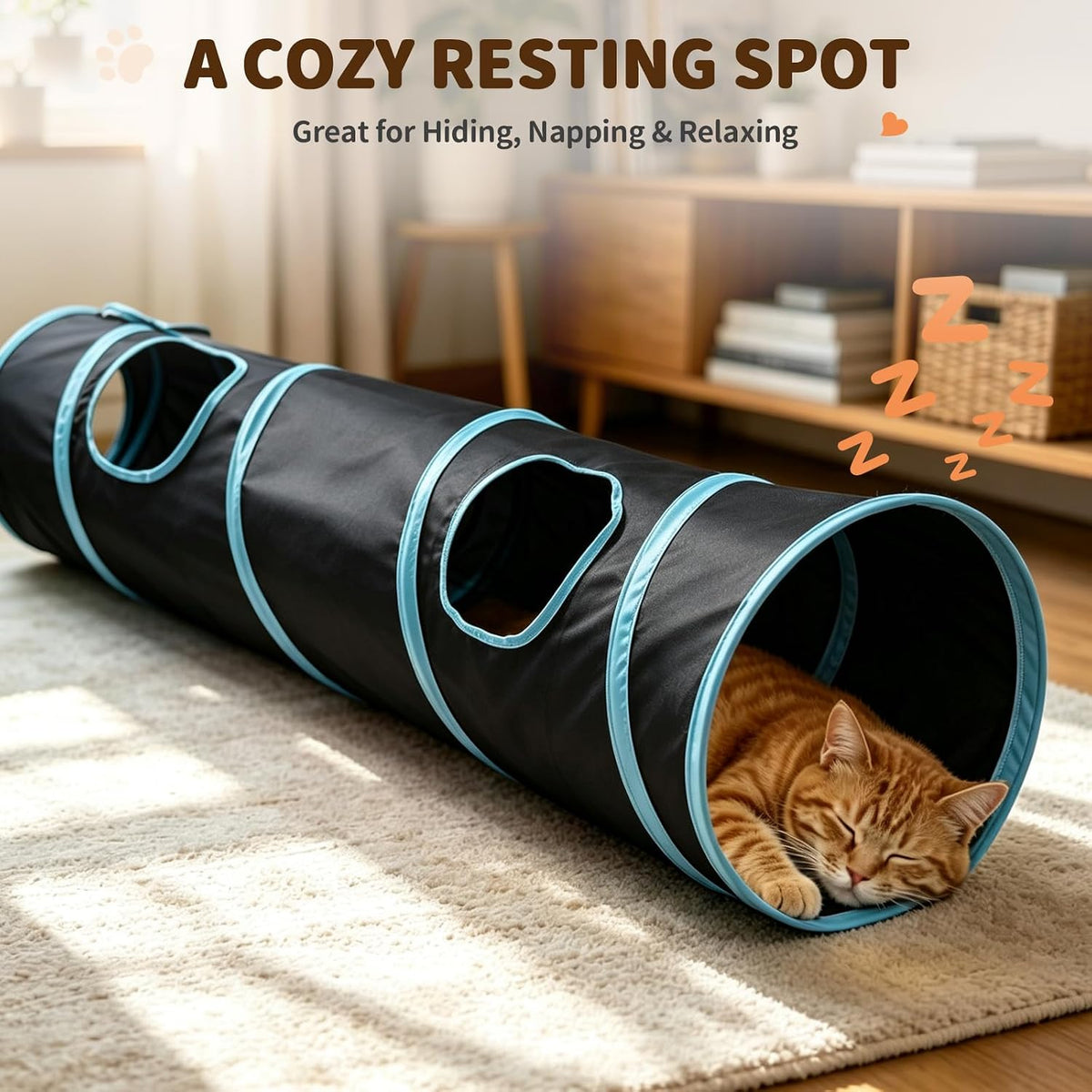 iCAGY Cat Tunnel for Indoor Cats Kittens Rabbits - Black / Single Tunnel - image 4