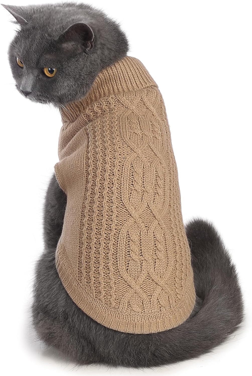 Cat Sweater Stretchy, 19 Colors, 6 Sizes - Khaki / X-Small / Vest