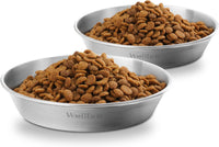 Cat Bowls, 304 Stainless Steel Non-Slip Wide Shallow - 2 Basic Bowls