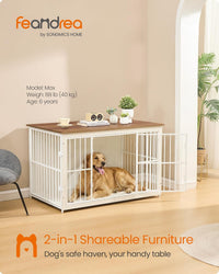 Feandrea 38" Dog Crate Furniture - Rustic White + Honey Brown / 48.0"L x 29.0"W x 29.0"H - image 2