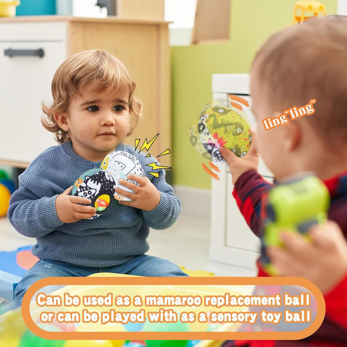 Tayerop set of 3 plush replacement balls for MamaRoo swing with crinkle, rattle and mirror balls - view 22