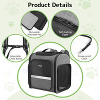 Pawtners Cat Carrier Backpacks Expandable Cat Backpack with Breathable Mesh, Pet Carrier Backpack for Cats Small Dogs Puppies Up to 18 Lbs, Dog Carrier Backpack for Travel Hiking Camping Outdoor