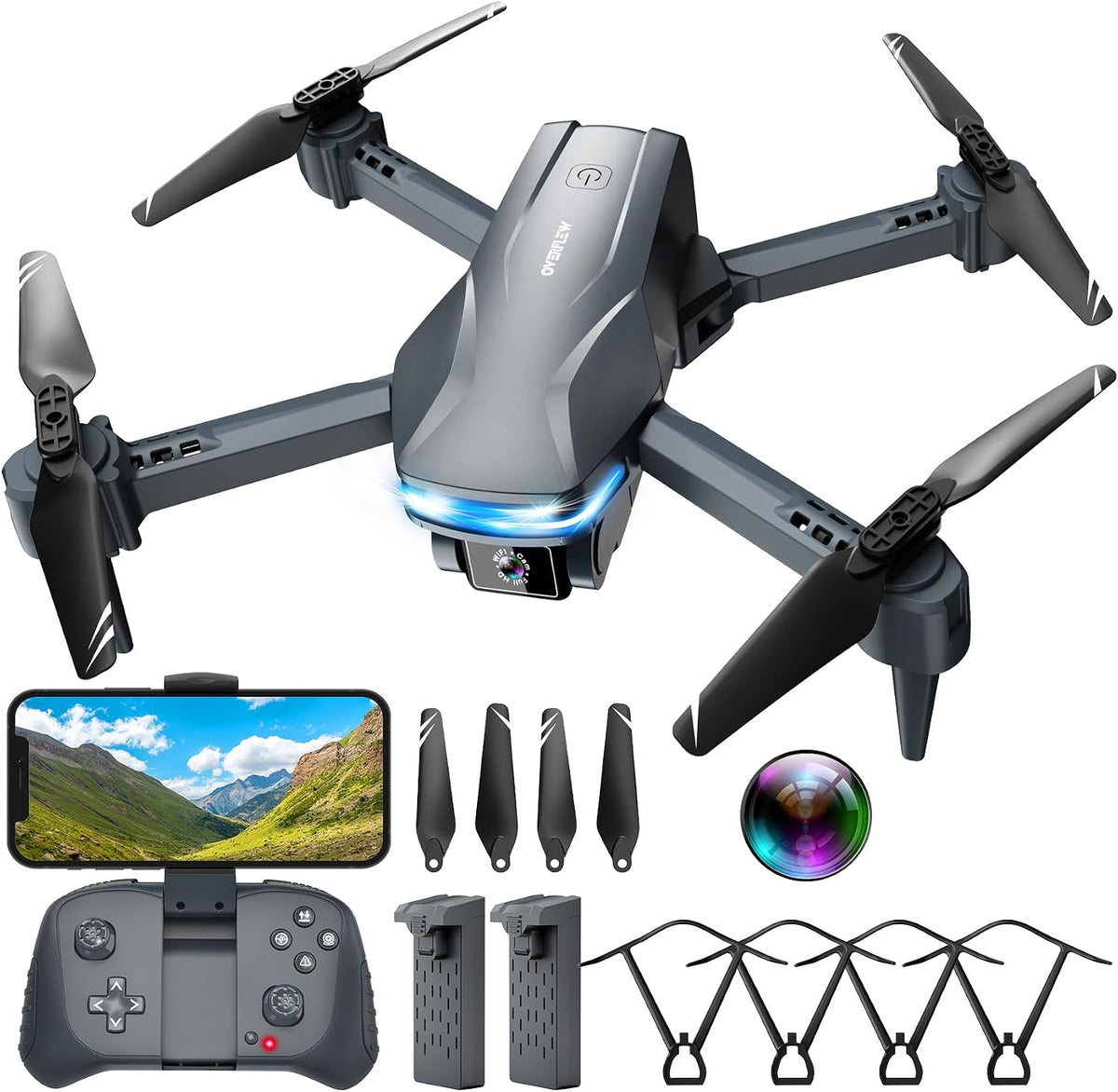 Velcase S101 foldable 1080P drone with camera, remote and carrying case