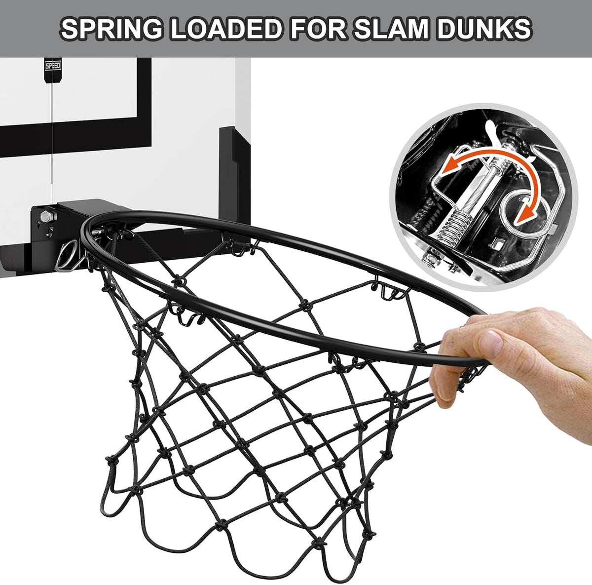 HYES over the door basketball hoop with 24x16 inch backboard and break-away rim - view 6
