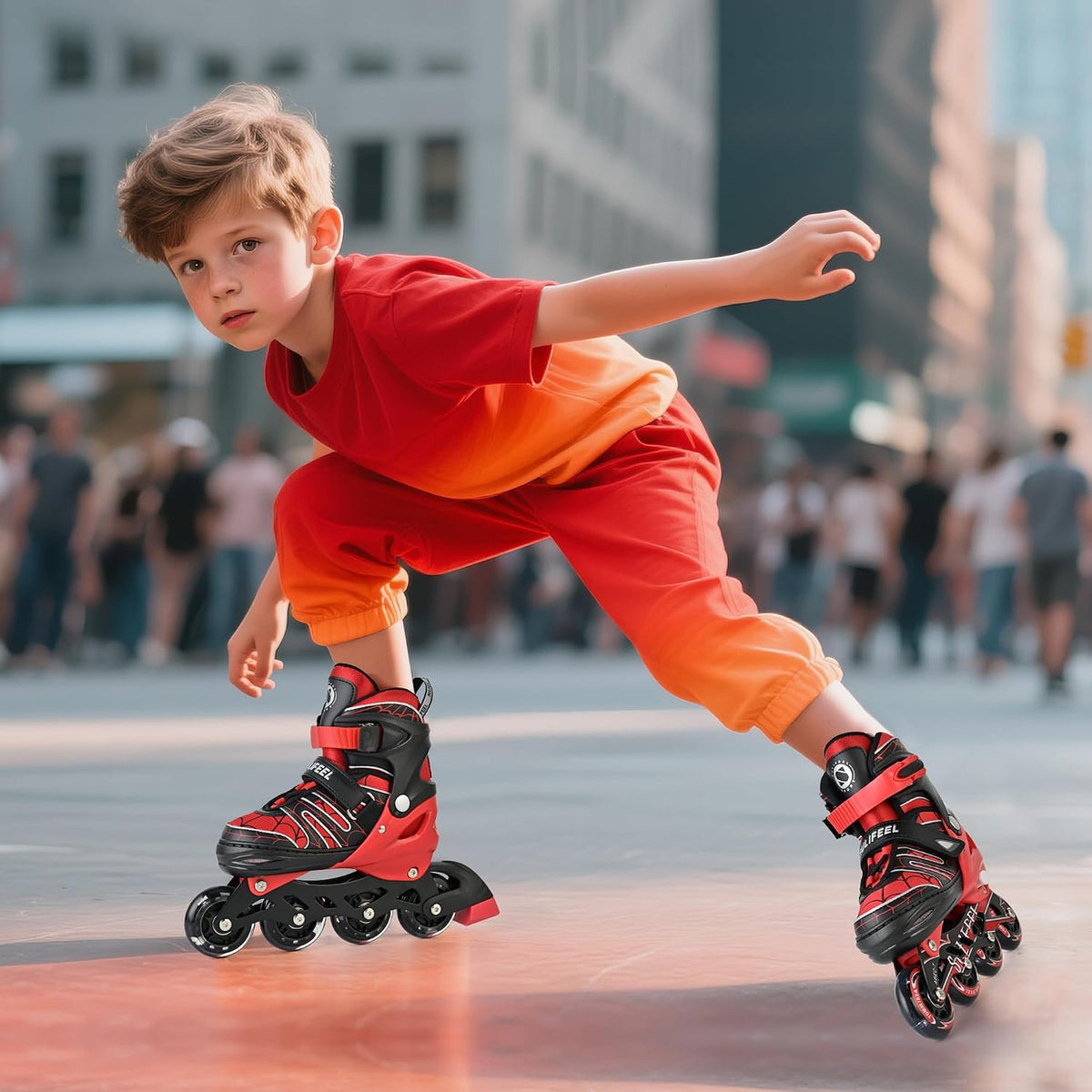 SULIFEEL Rainbow Unicorn Adjustable Kids Inline Skates for Girls Boys – Fun for Kids & Family - D Spider Red / Medium - Big Kid - image 4