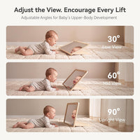 IEATFO wooden tummy time mirror with black-and-white high-contrast baby cards - view 3