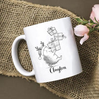 Hedgehog White Ceramic Coffee Mug, Personalized Hedgehog Accent Coffee Cup Gift For Dad Mom Daughter Son Kids, Funny Animal Travel Mug 11 Oz 15 Oz, Custom Name Hedgehogs Teacup Gift For Birthday Xmas