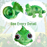 Salvado green chameleon lizard plush with magnetic belly for shoulder wear - view 4