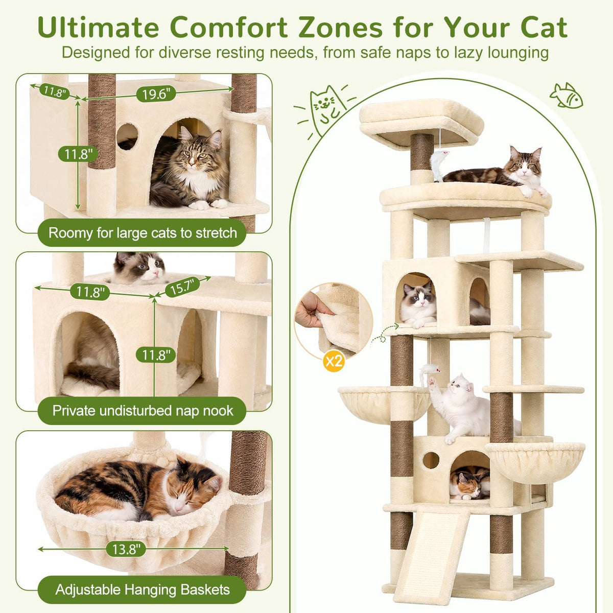 Globlazer Cat Tree for Large Adult Cats - XXL / Beige - image 4