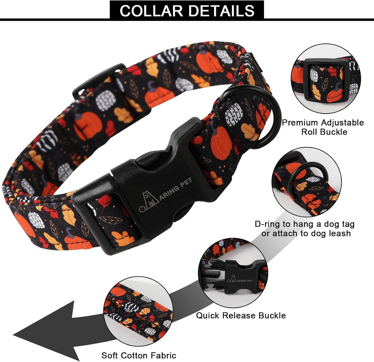 ARING PET Halloween Dog Collar-Cute Fall Dog Collar for Small Dogs - Large / Halloween Black - image 3