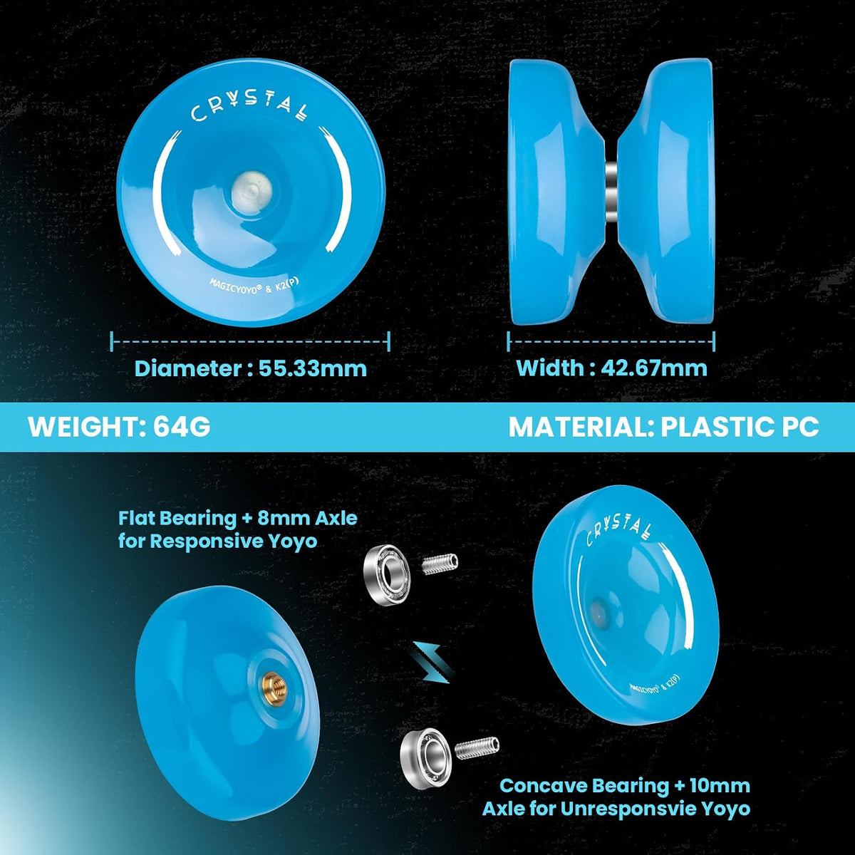 MAGICYOYO K2 Yoyo Professional Glow in The Dark - Glow Blue - image 4