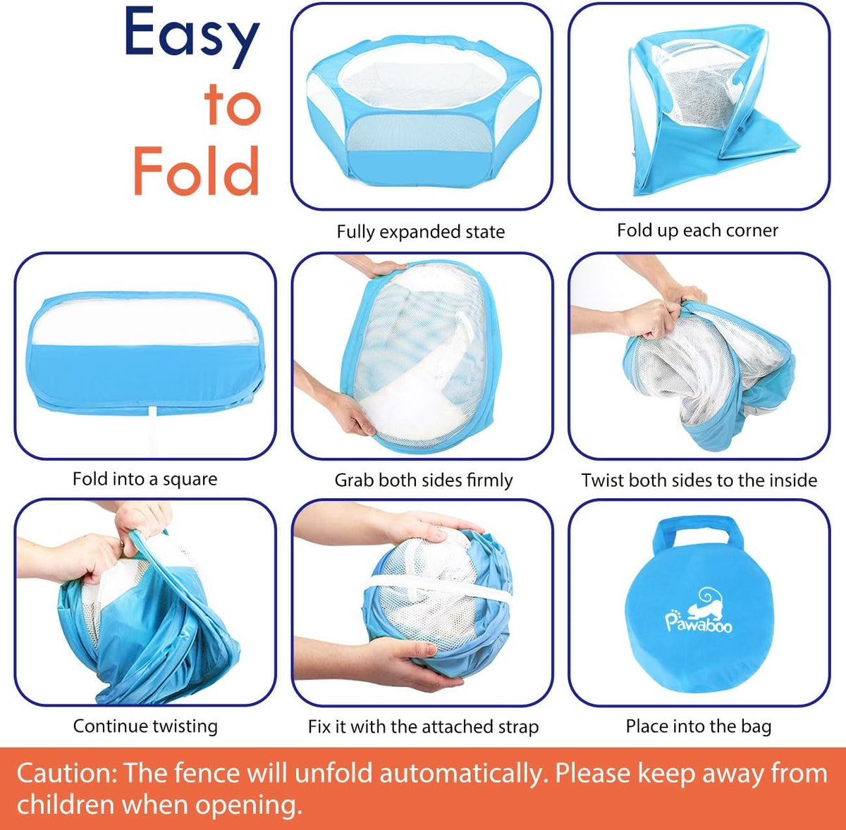 Pawaboo Small Animal Playpen, Waterproof Portable Pet Cage Tent - C-Light Blue / 1 - image 2