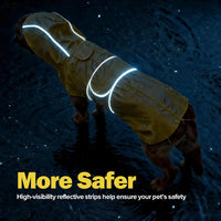Reversible waterproof dog raincoat with reflective strips and leash hole - view 4
