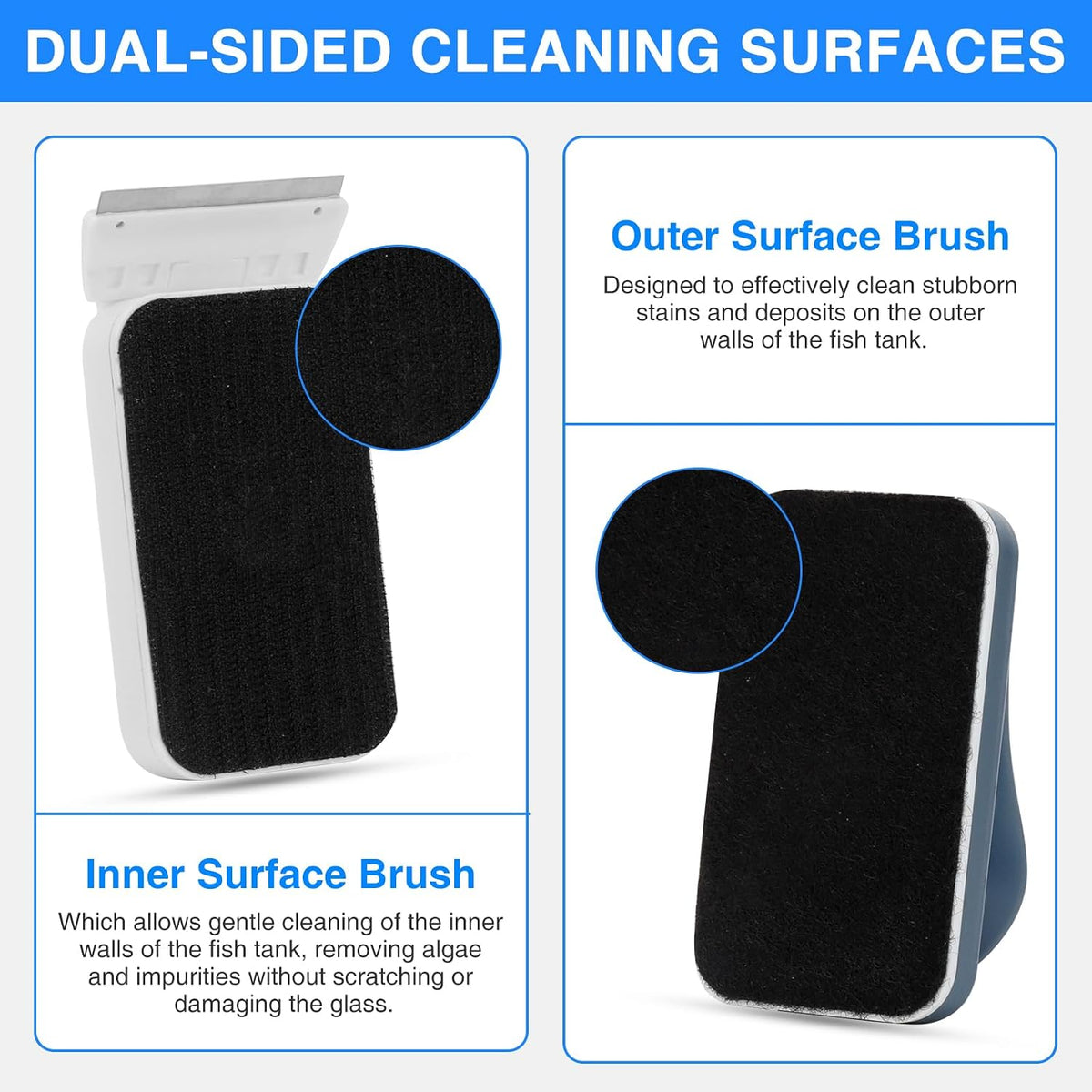 fishkeeper Aquarium Strong Magnetic Glass Cleaner Brush - Small for Glass Thickness：1/8"-1/5" - image 3