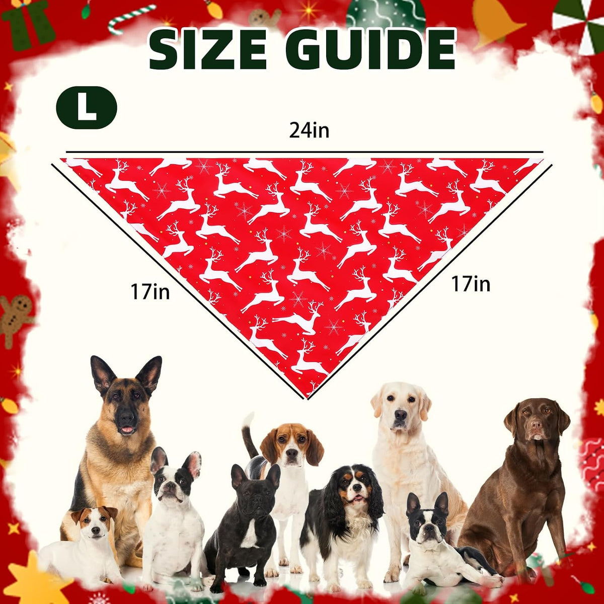 PUPTECK Dog Cooling Bandanas 4pcs Outfit - Red/Green/White / Large (24"x17"x17") - image 2