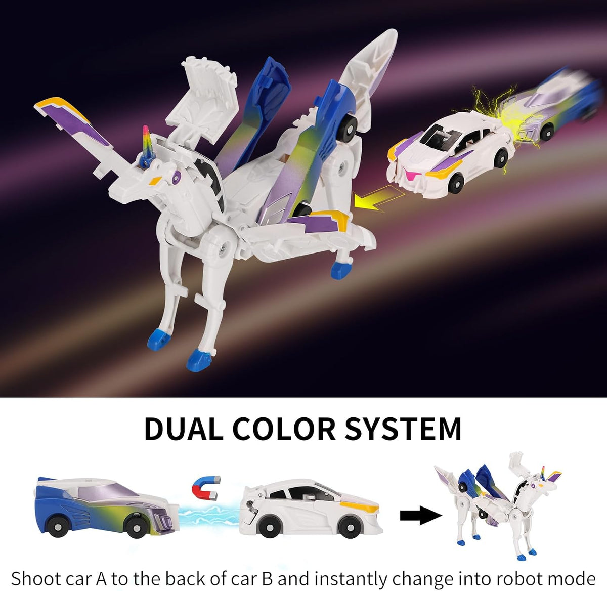 lavekywasa transforming unicorn car toy made from two collision sports cars - view 9