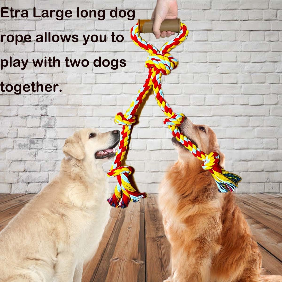 Extra Large Dog Rope Toys for Aggressive Chewers, Tug of War - yellow - image 3