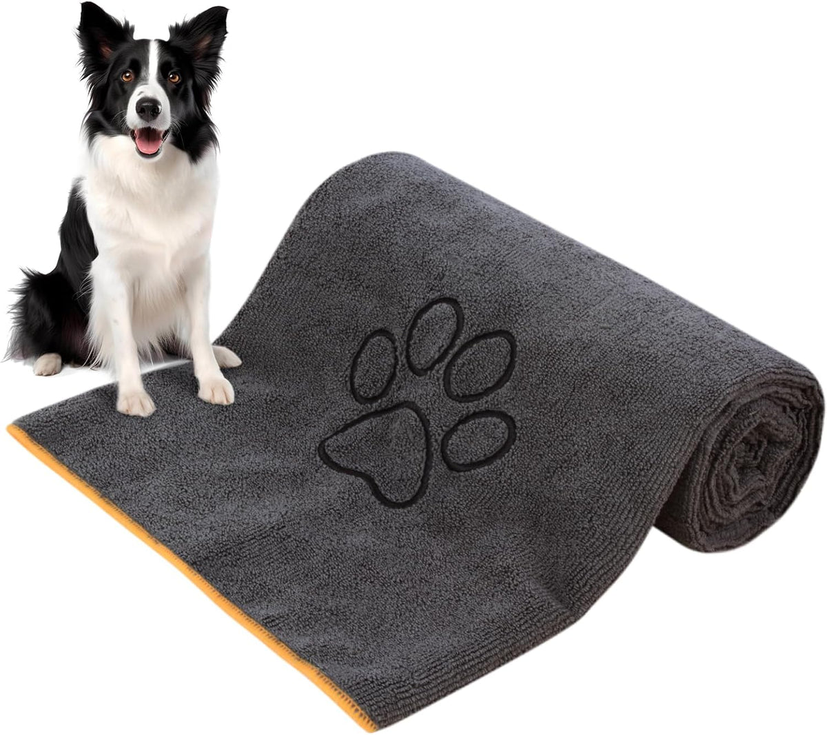 KinHwa Dog Towels for Drying Dogs - 30inchx50inch / Grey+orange Side