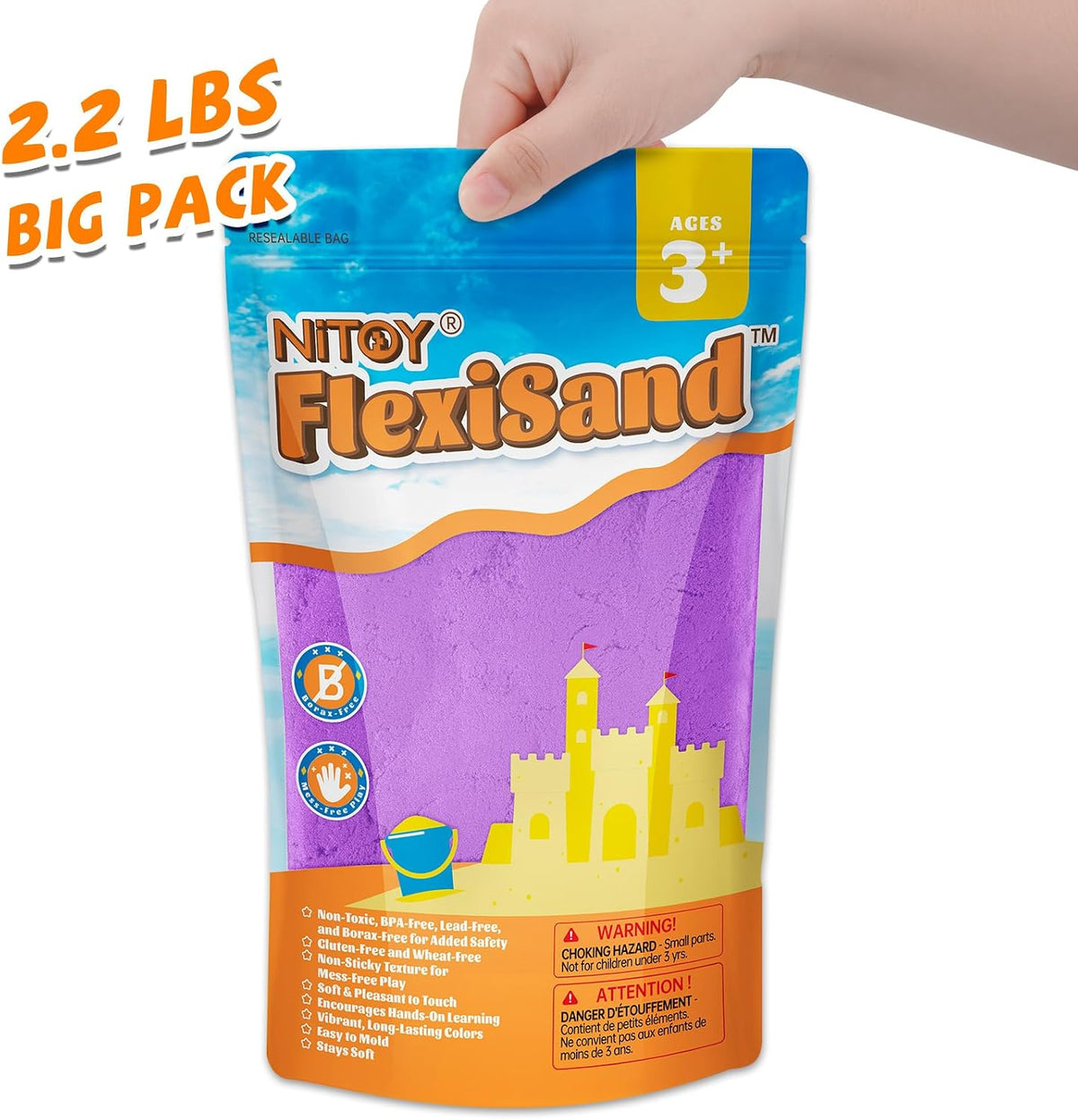 NiToy FlexiSand Toy Sand 2.2Lbs Moldable Sensory Sand for Kids - Purple - image 4