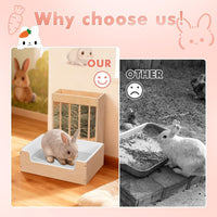 Extra-Large 2-in-1 Rabbit Litter Box & Hay Feeder Set, Wood - image 4