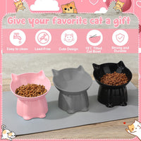 3 Pcs Raised Cat Bowl 15° Elevated Cat Food Bowl Tilted Cats Bowls - Pink, Grey, Black - image 4