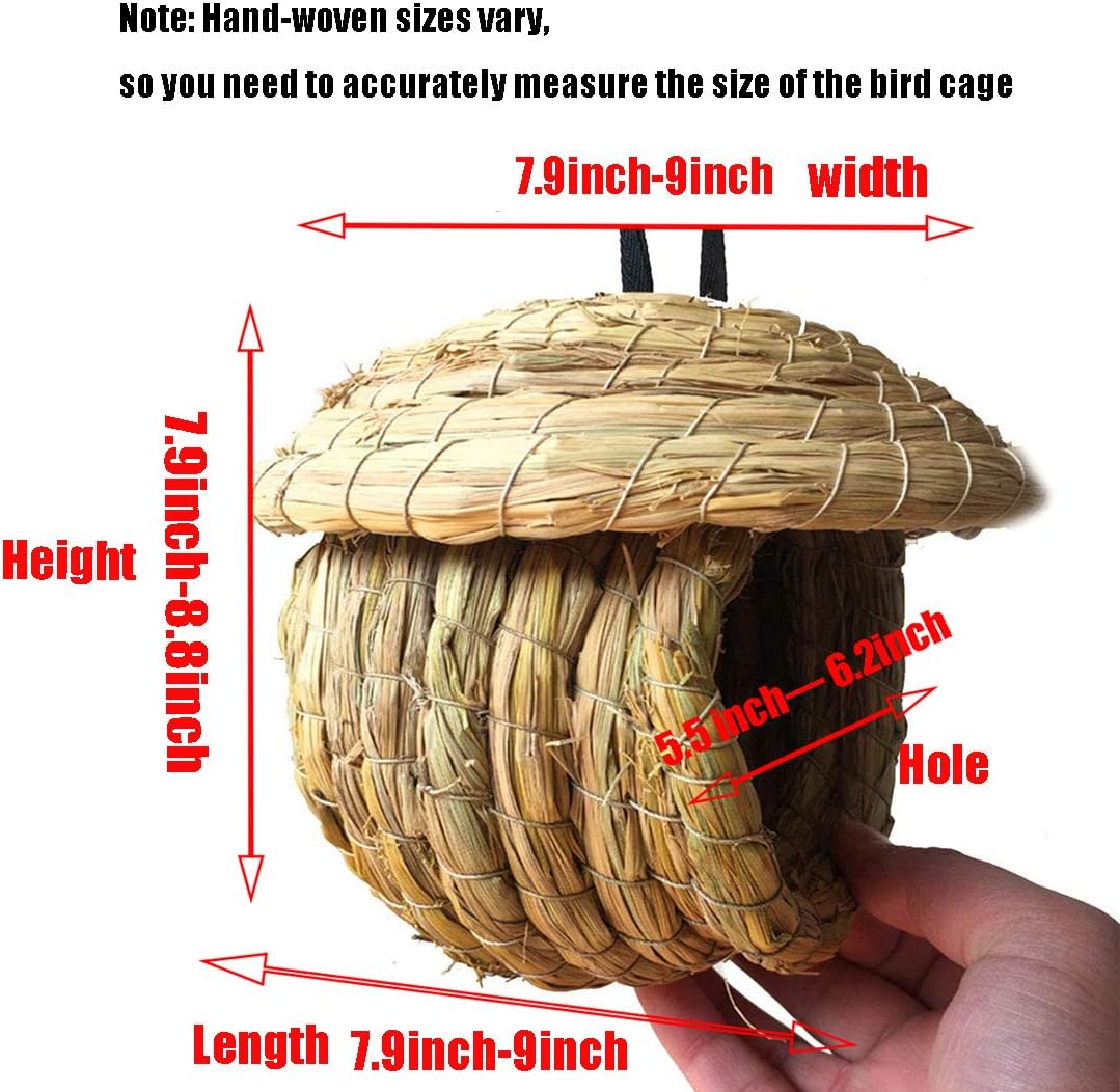 Bird Nest Grass Bird Hut Outdoor Hanging Birdhouse Canary Nest – Essentials for Birds - image 2