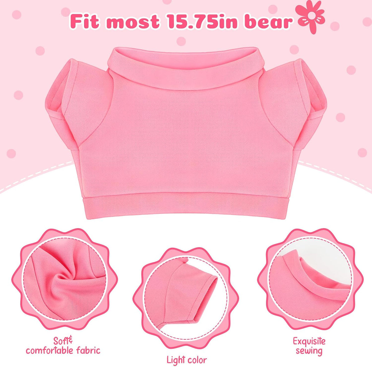 Skylety Bear Shirts Stuffed Animal Clothes for 14-18 Inch - Pink - image 2