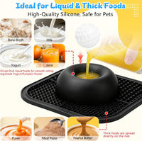 Slow Feeder Dog Bowls & Lick Mat for Liquid and Thick Treat - Large / Black - image 3