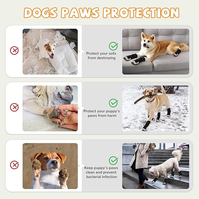 Dog Shoes for Large Small Medium Dogs, Dog Snow Boots Winter, Dog Booties and Paw Protectors to Prevent Licking, Anti-Slip Dog Shoes with Reflective for Hot Pavement,Hardwood Floors, Hiking (Size 8)