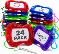 4E's Novelty 12 pack of mini magnetic drawing boards with keychain clips in assorted colors - view 2