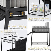 Pet Stairs Ramp with Seat,Dog Window Perch with Stairs and Storage,Dog Seat with Ramp Steps,Folding Pet Ramp for Dogs Cats,Bunk Bed Chair with Sofa Cushion for Bed Couch Office,Hold Up to 110 lbs